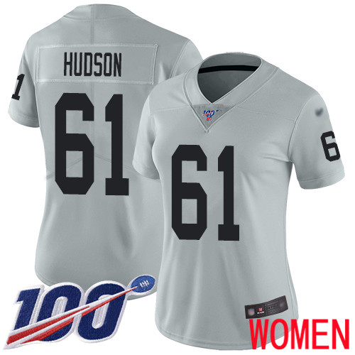 Oakland Raiders Limited Silver Women Rodney Hudson Jersey NFL Football 61 100th Season Inverted Jersey